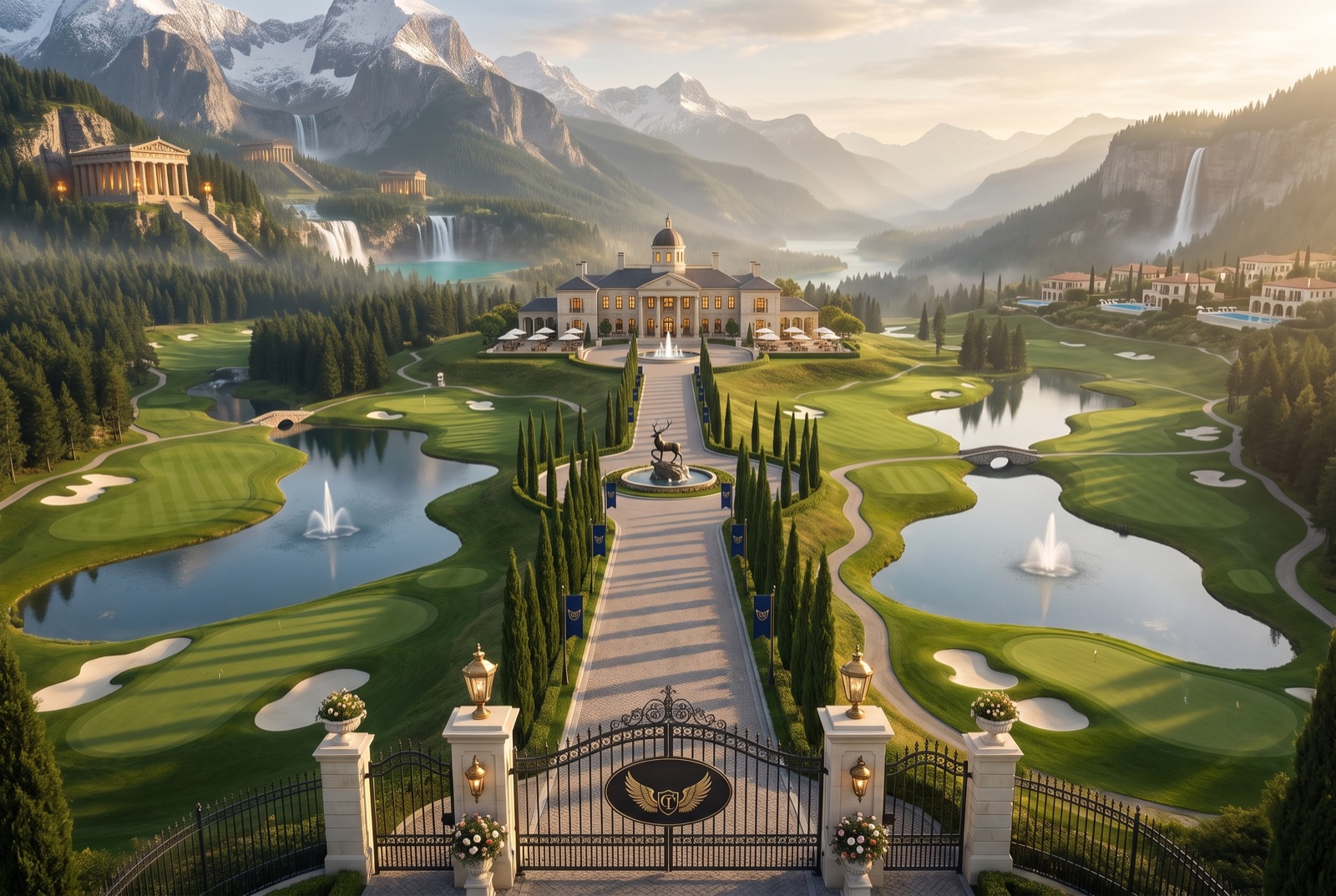A vast private estate behind its own gates — grounds, water, and a house with your name on the deed