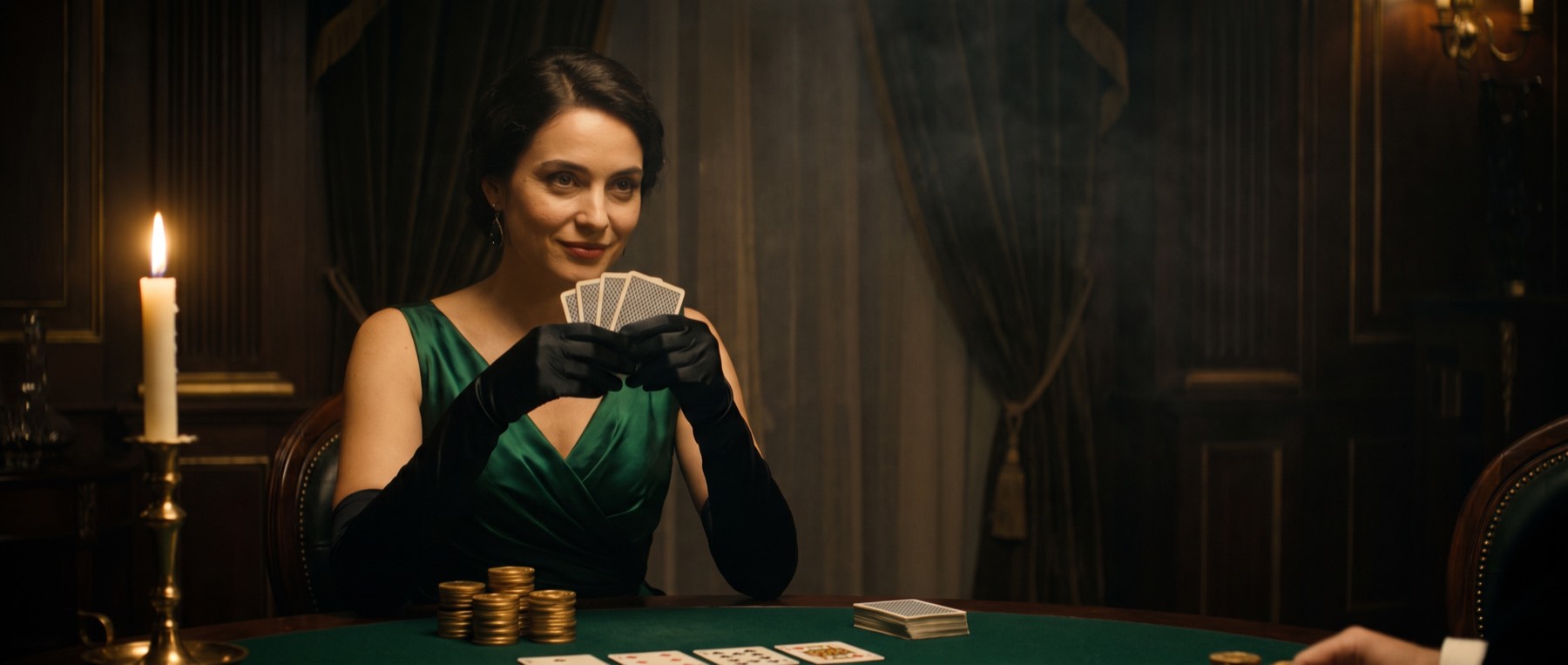 A commissioned legend at the card table — one scene from her world