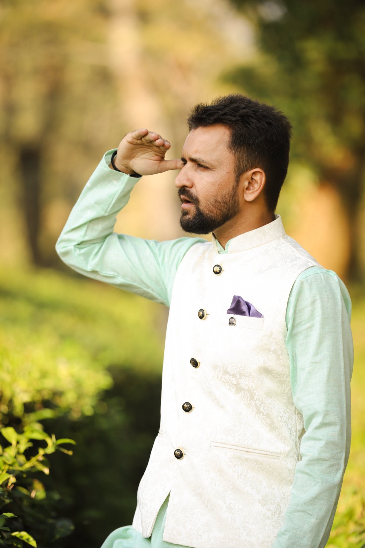 Rahul Dhiman — Country C1ub member and founder of Prowebcoder, standing in a tea garden in Himachal Pradesh