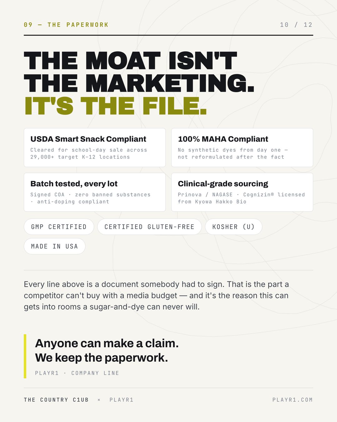 Slide 10 — the paperwork behind the can